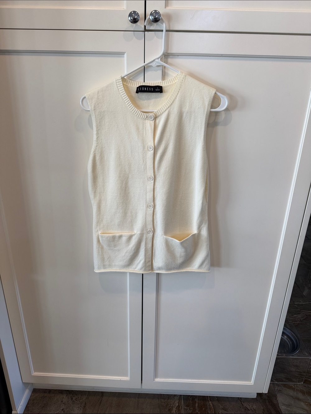 Lioness Cream Button-Up Knit Vest